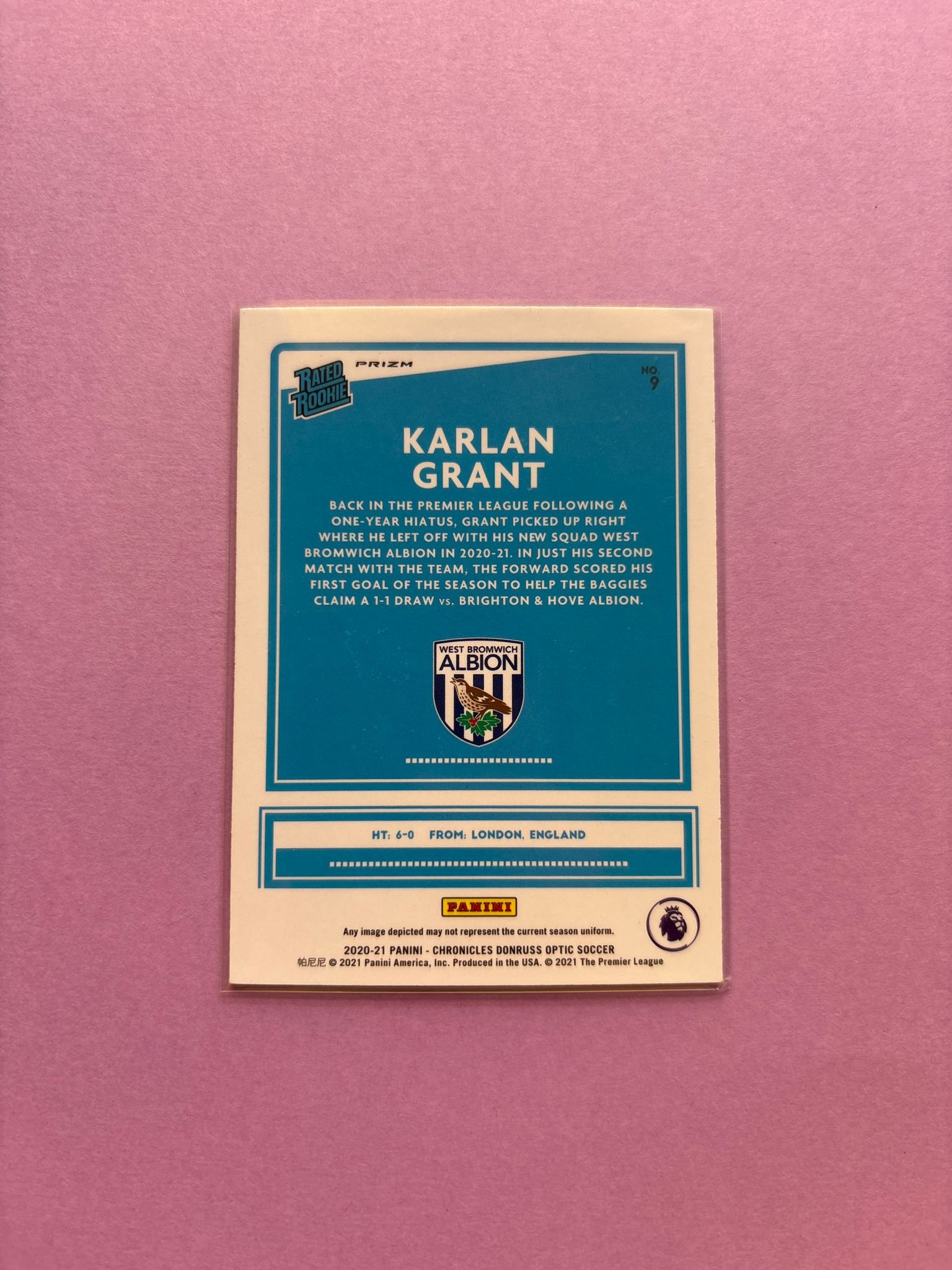 Karlan Grant Purple Mojo Panini Chronicles - Optic Rated Rookies Premier League 2020/2021 - Image 2