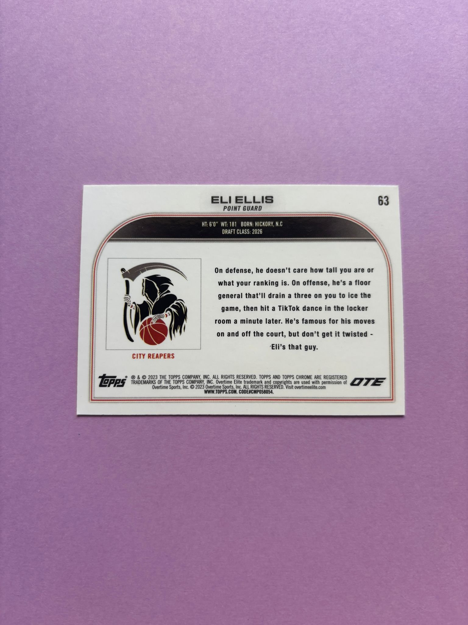 Eli Ellis (Rc) Base Topps Chrome Ote Overtime Elite 2022/2023 - Image 2