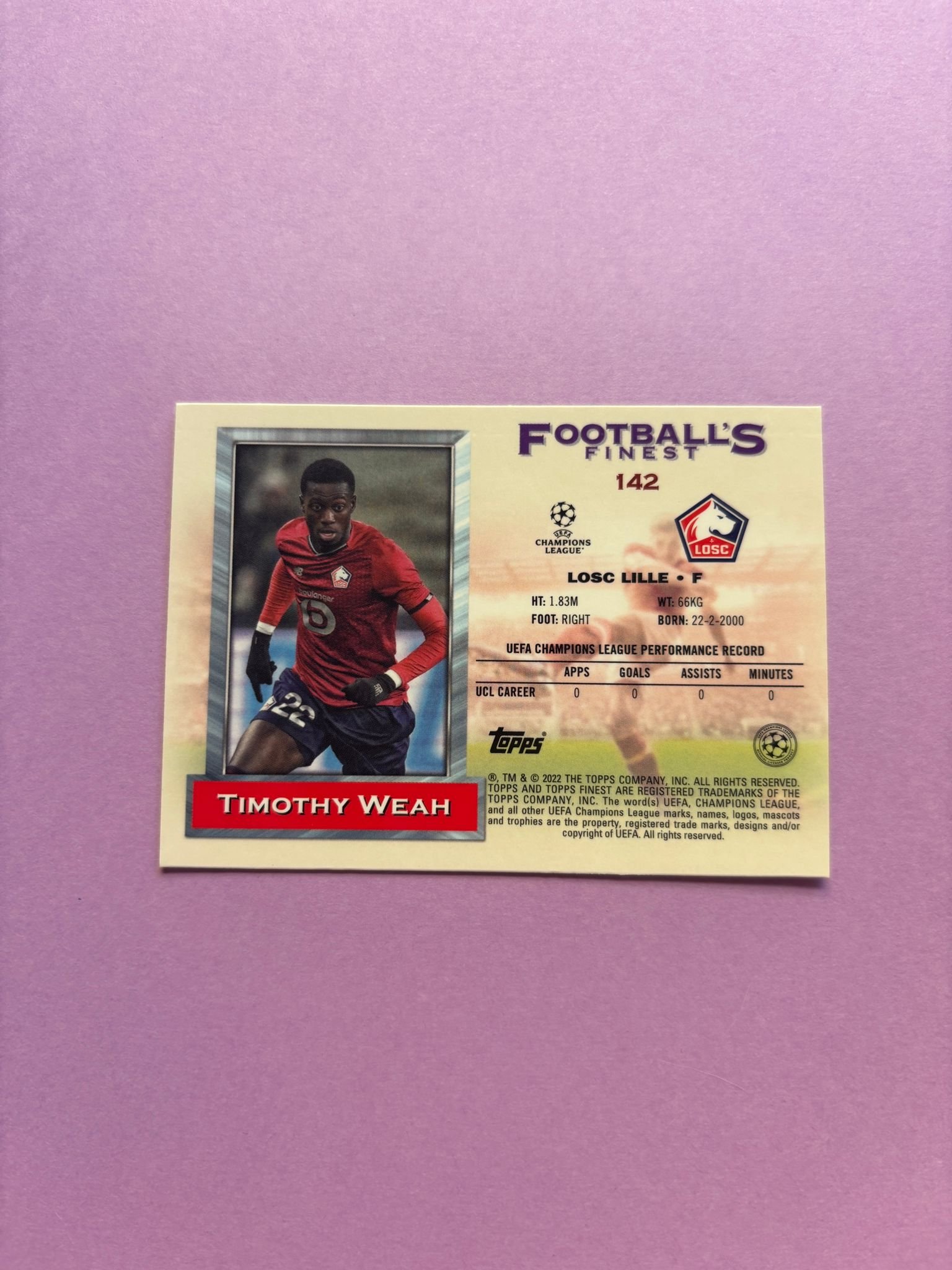 Timothy Weah Base Topps Finest Flashbacks Ucl 2021/2022 - Image 2