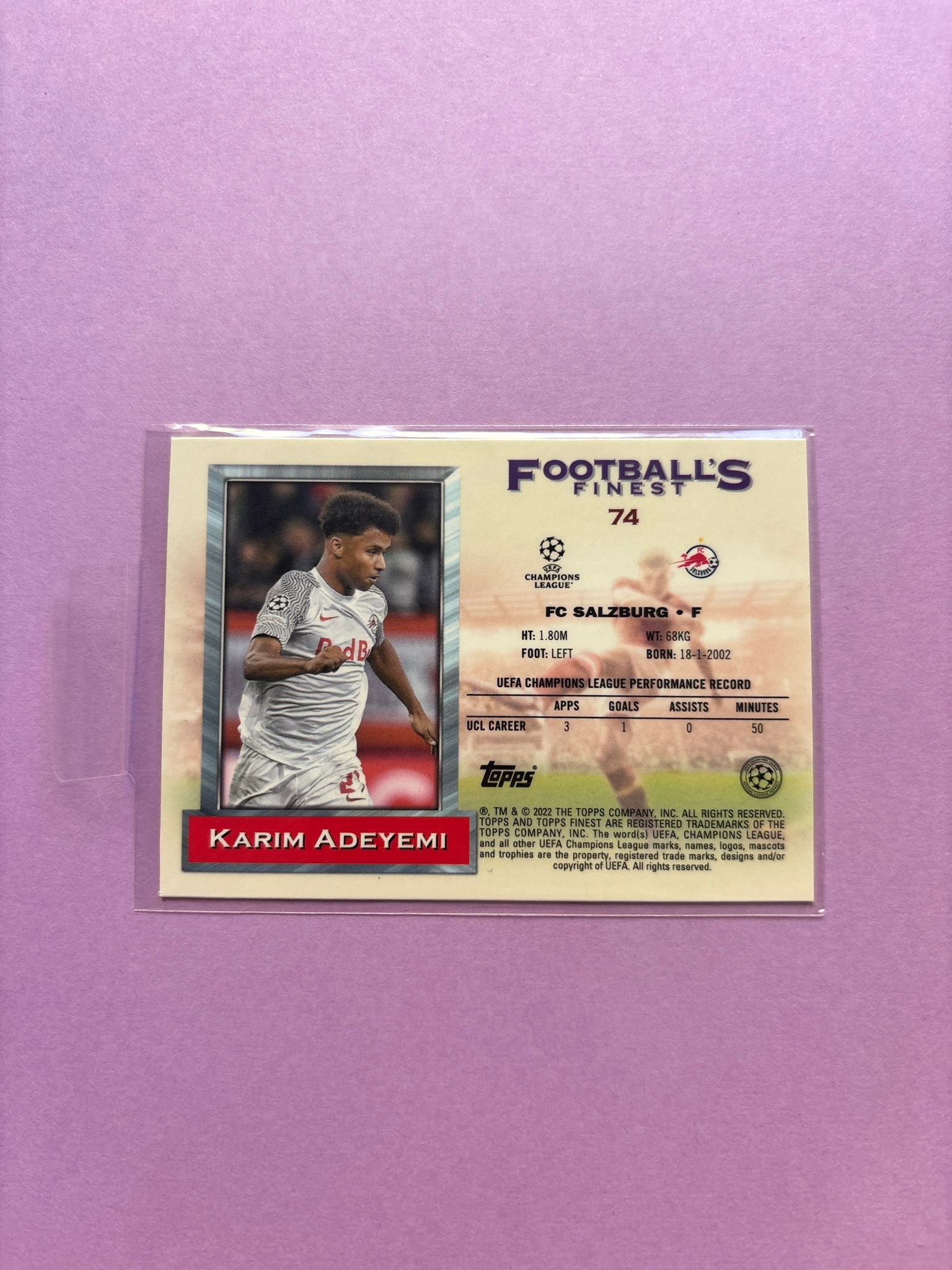 Karim Adeyemi Base Topps Finest Flashbacks Ucl 2021/2022 - Image 2