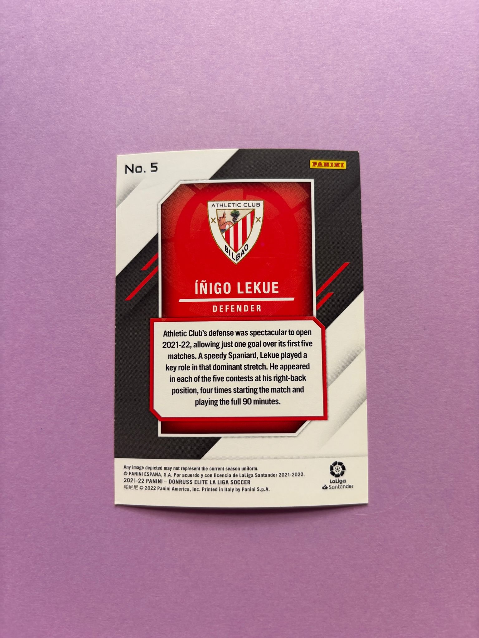 Iñigo Lekue (Rc) Base Panini Donruss Elite La Liga 2021/2022 - Image 2