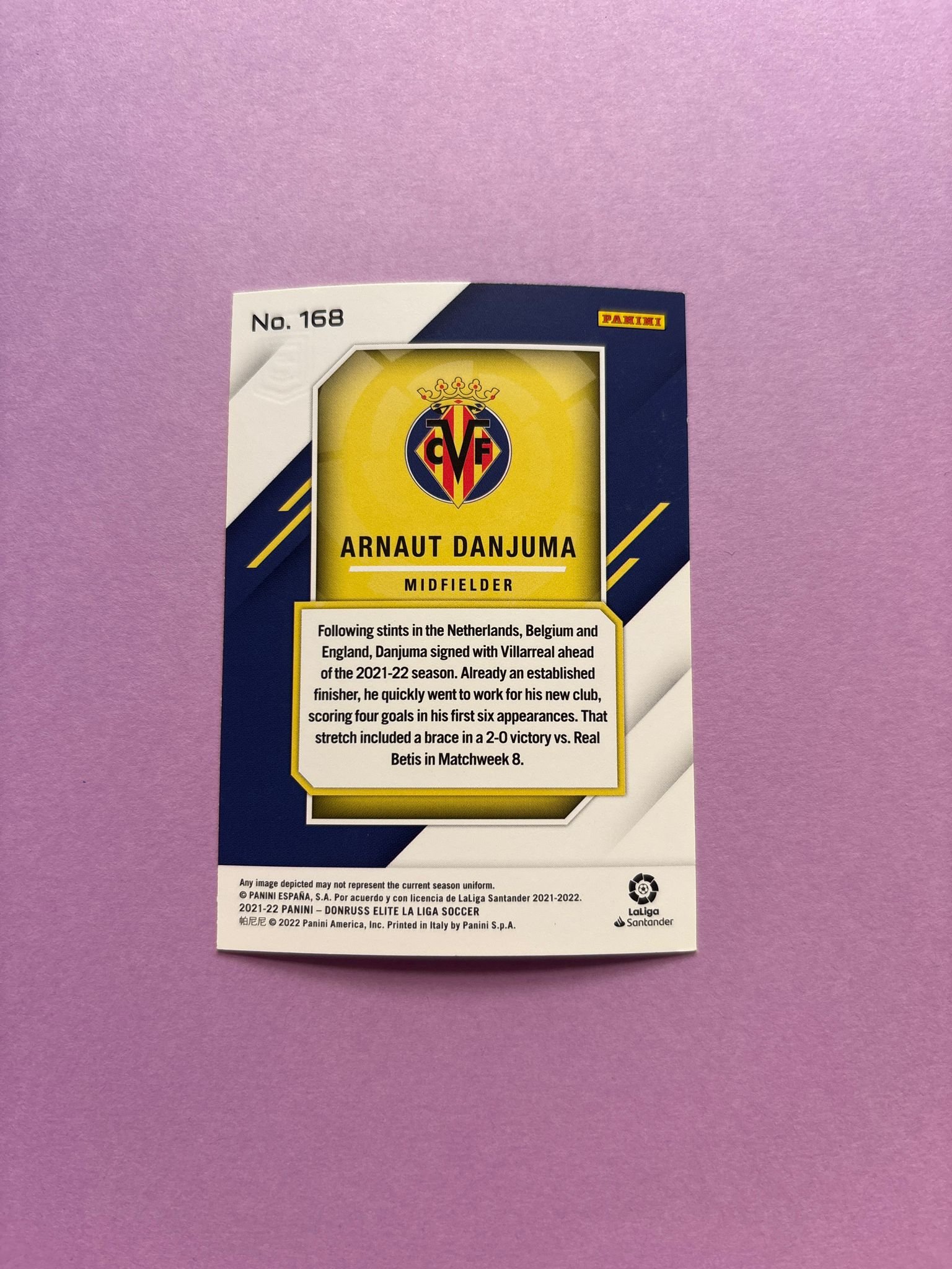Arnaut Danjuma Base Panini Donruss Elite La Liga 2021/2022 - Imagen 2