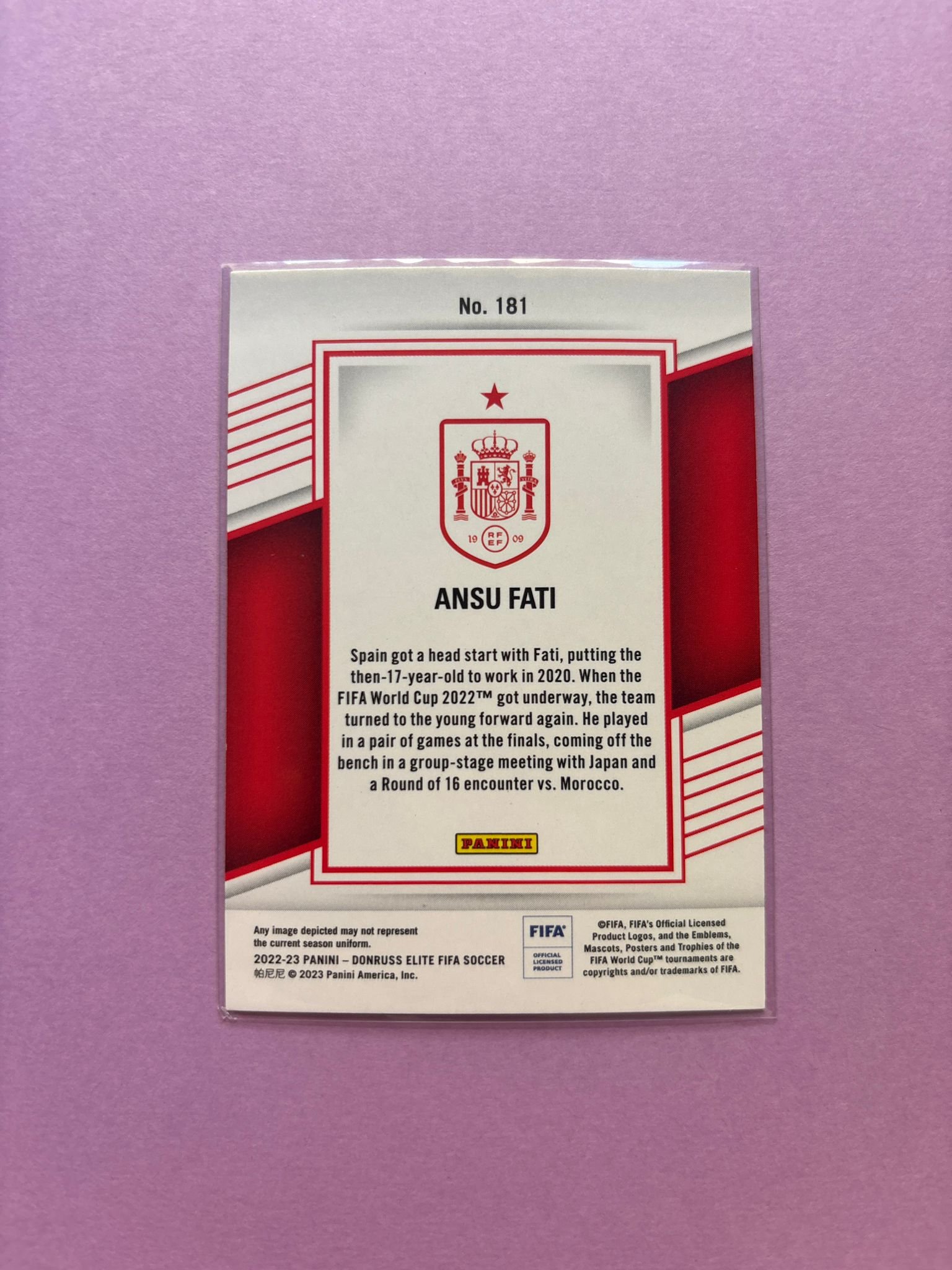 Ansu Fati Base Panini Donruss Elite Fifa 2022/2023 - Image 2