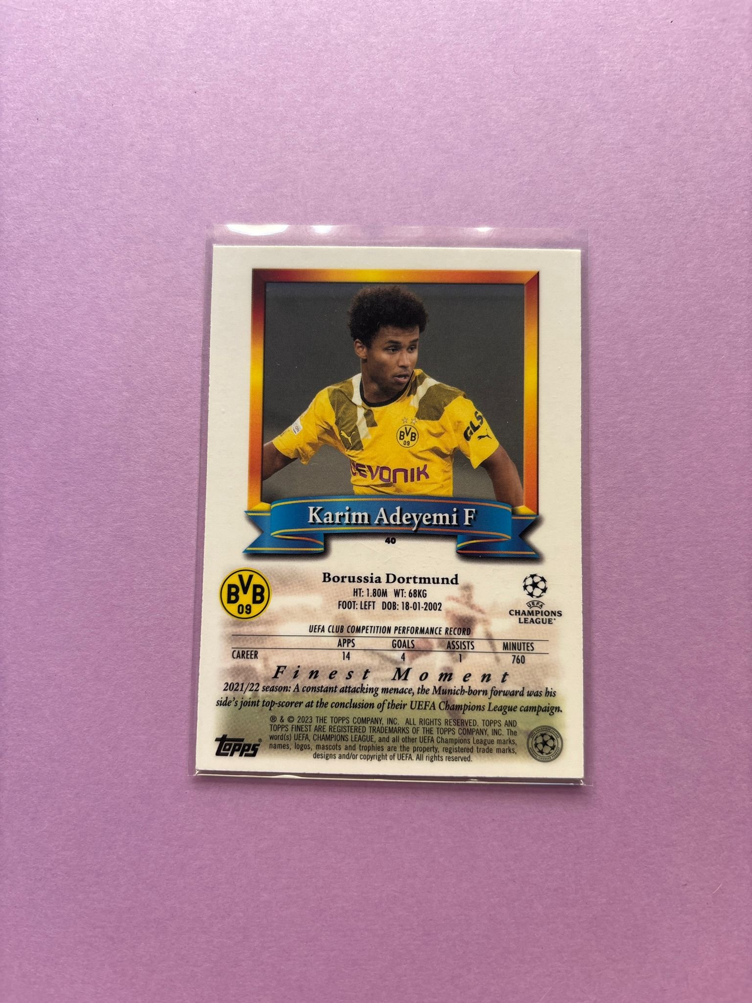 Karim Adeyemi Topps Finest Flashbacks Uefa Club Competitions 2022/2023 - Imagen 2
