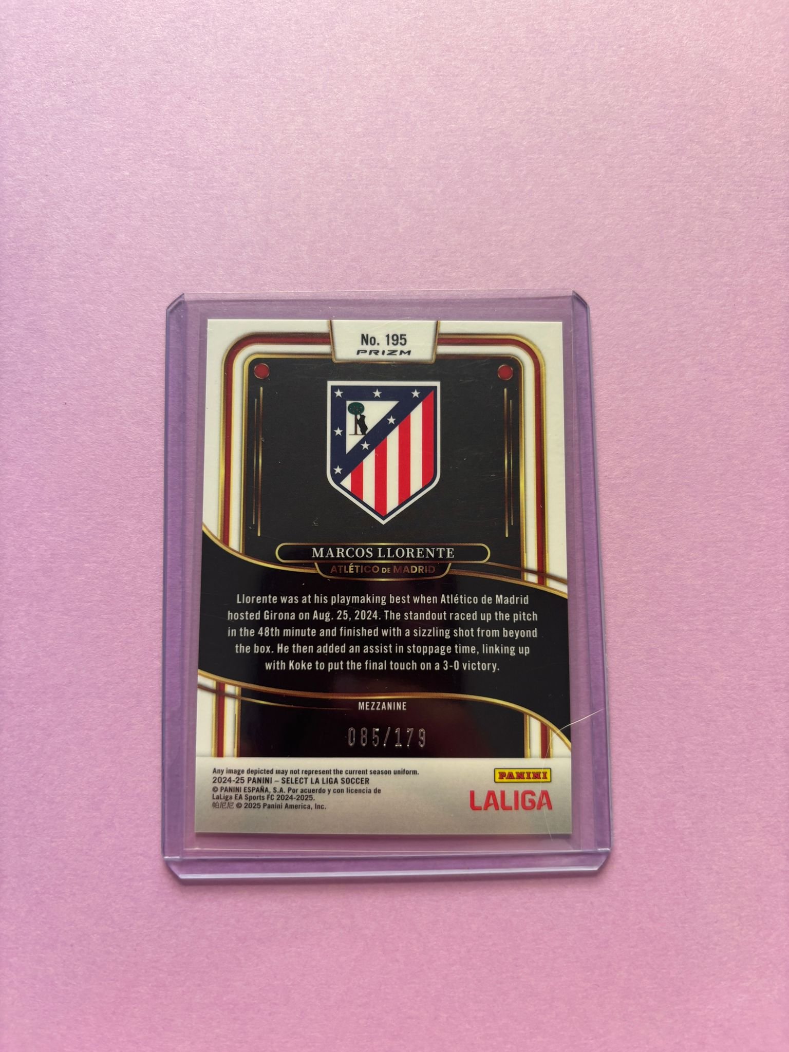 Marcos Llorente Pink Mojo 85/179 Panini Select 2024/2025 - Imagen 3