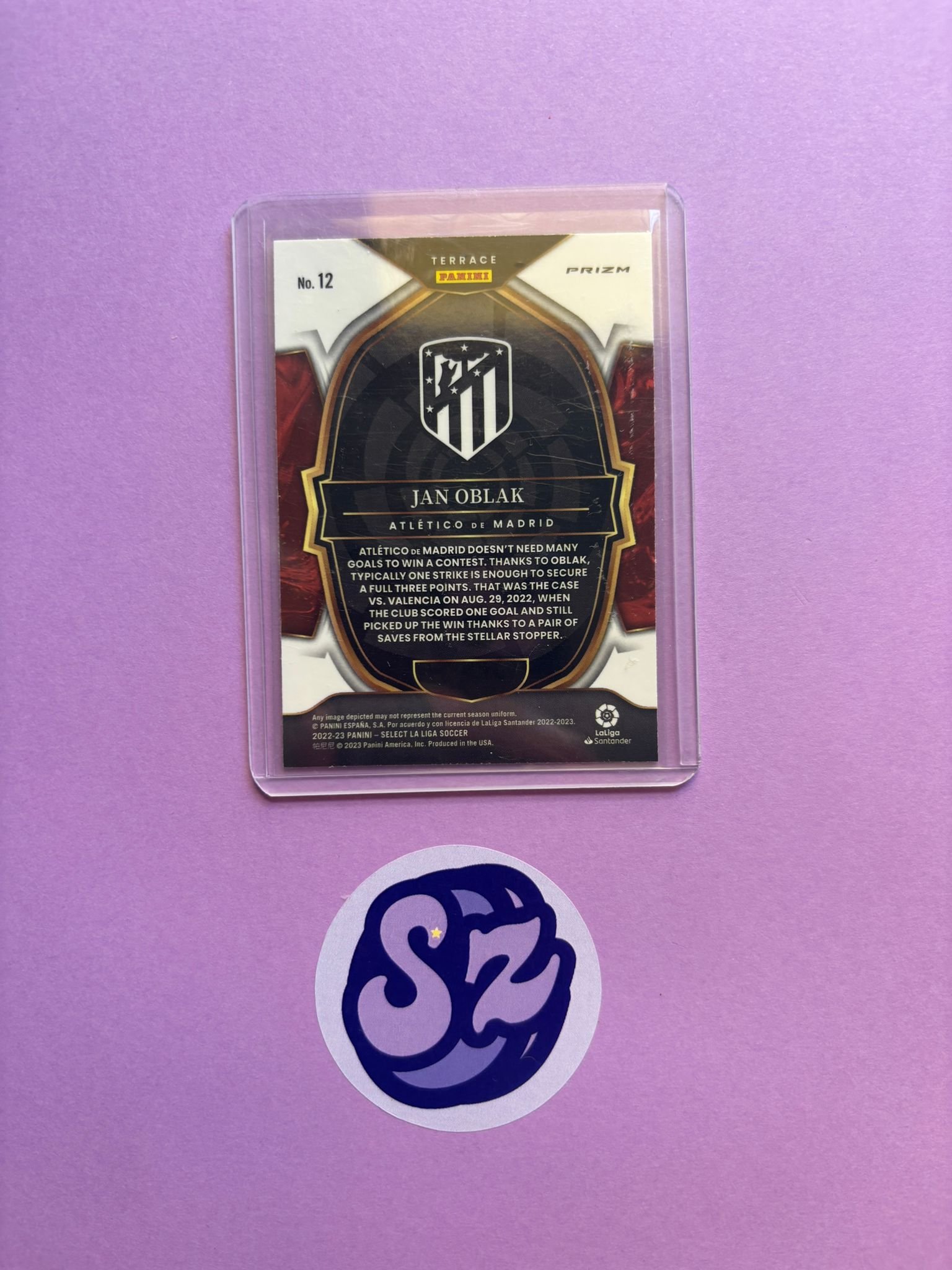 Jan Oblak Peacock Prizm Panini Select La Liga - Image 2