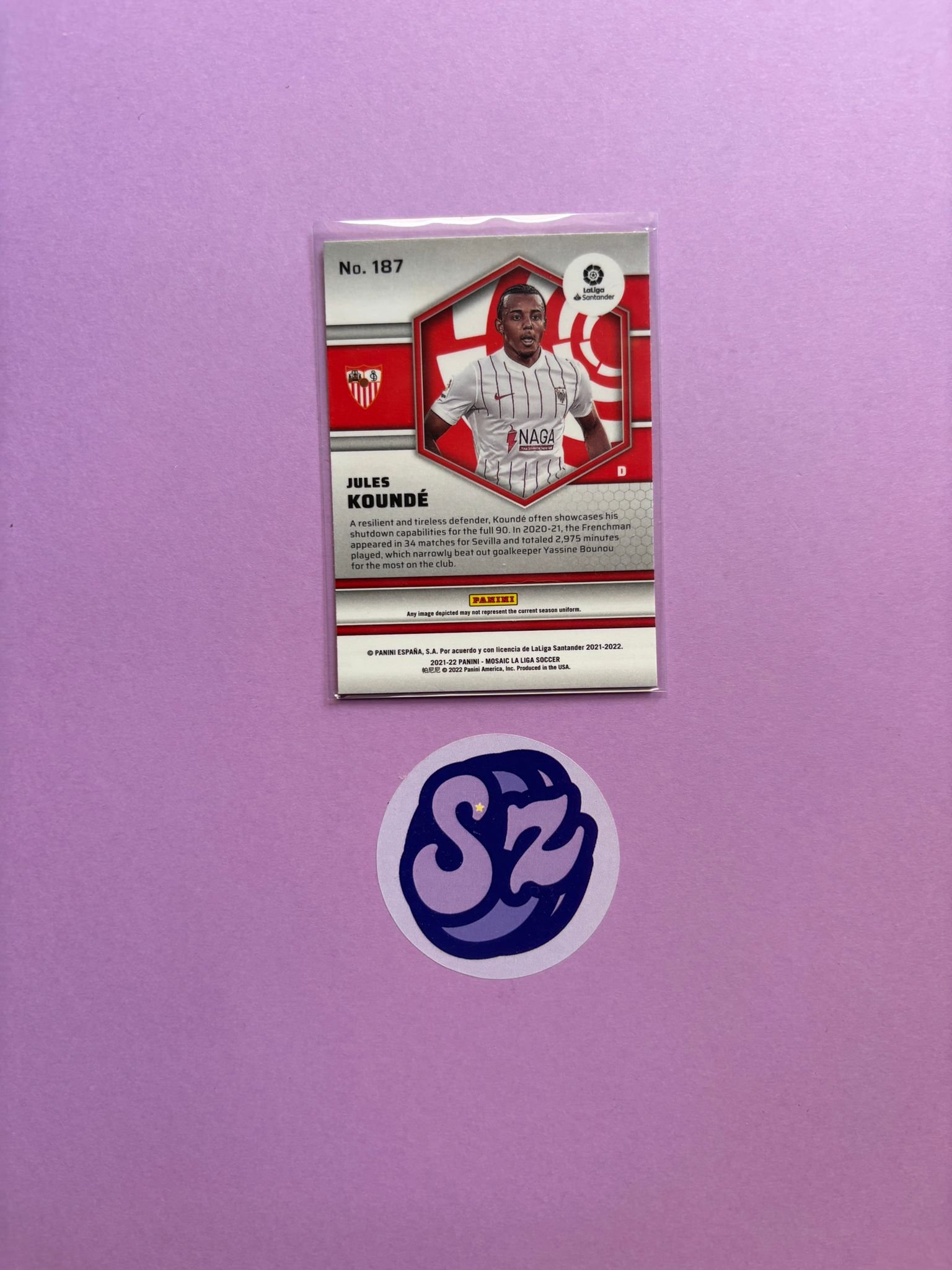 Jules Kounde Base Panini Mosaic La Liga 2021/2022 - Imagen 2
